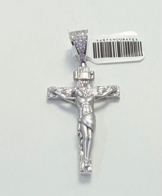 S859- NEW .925 Crucifix Fashion Pendant (21x12mm) W.G