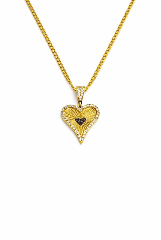 1502- NEW 14K Gold Heart Charm Pendant W.G