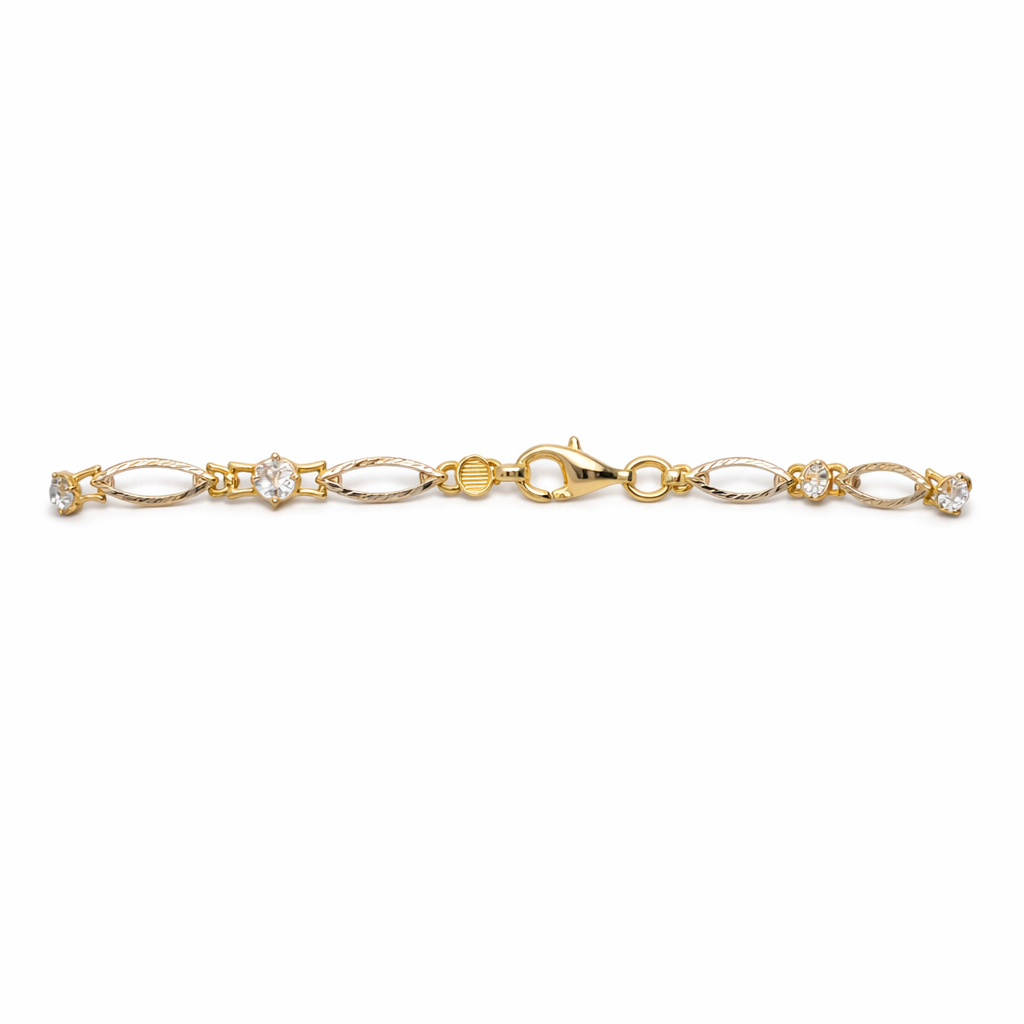 0019- NEW 14K“ Quinceañera” Crown Bracelet 7” (4mm)W.G