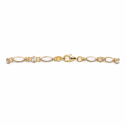 0019- NEW 14K“ Quinceañera” Crown Bracelet 7” (4mm)W.G