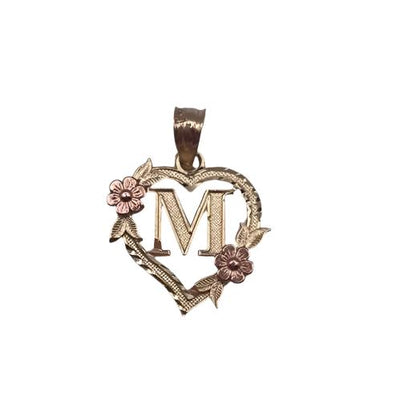 00144- NEW 14K Letter “M” Heart Shape Pendant (W.G)