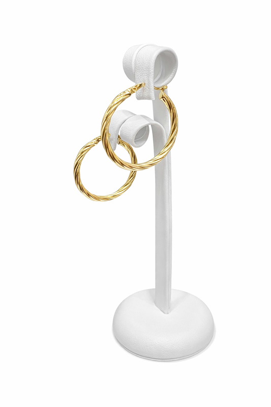 1558- NEW 10K Hollow Hoops Gold Earrings (32.7x3mm) W.G