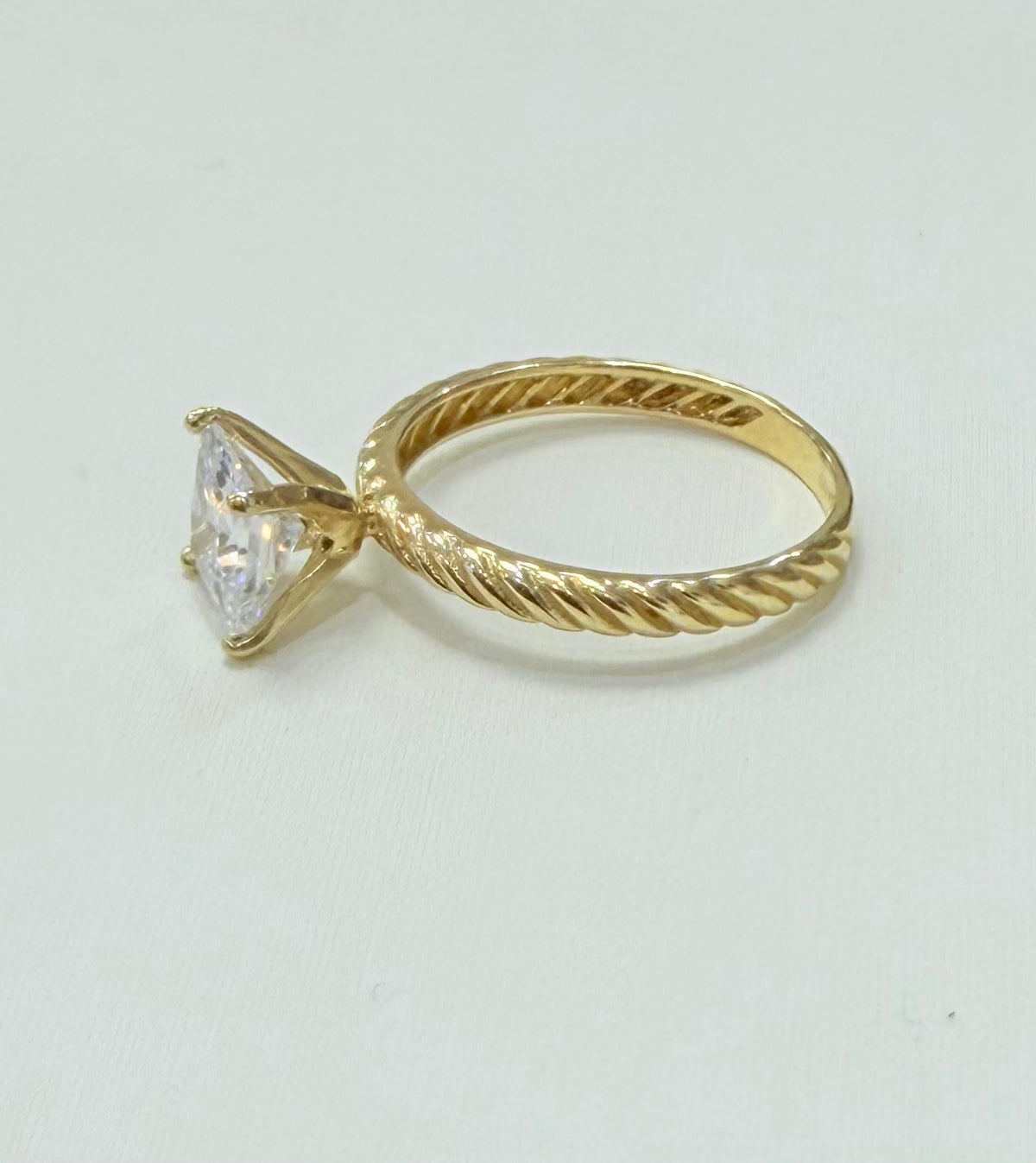 1448- NEW 14K Gold Wedding Square Cz Ring W.G