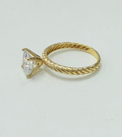 1448- NEW 14K Gold Wedding Square Cz Ring W.G