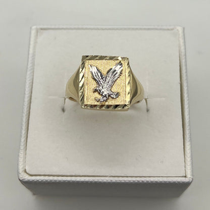 654- 14K Square Eagle Ring Frame Sz 10