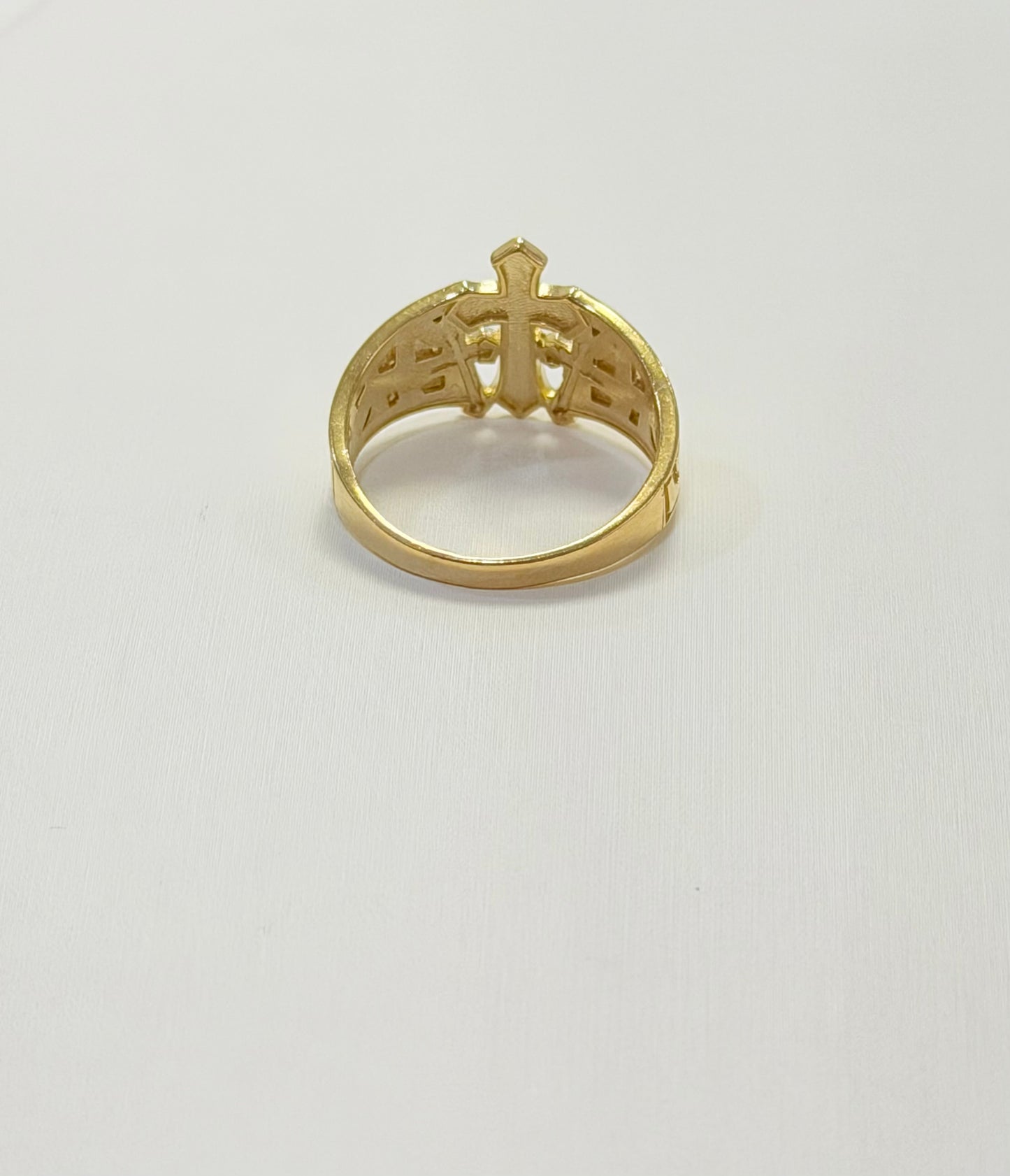 1702- NEW 10K Triple Cross Nugget Ring W.G