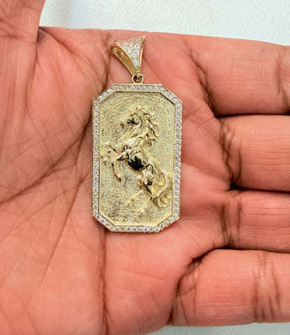 1828- NEW 10K Gold Horse Pendant W.G