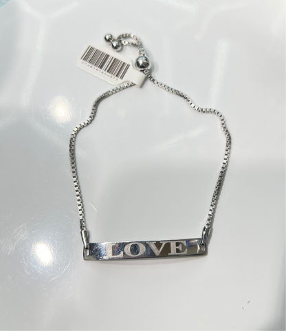 S844- NEW Sterling Silver Love ID Bracelet 8” W.G