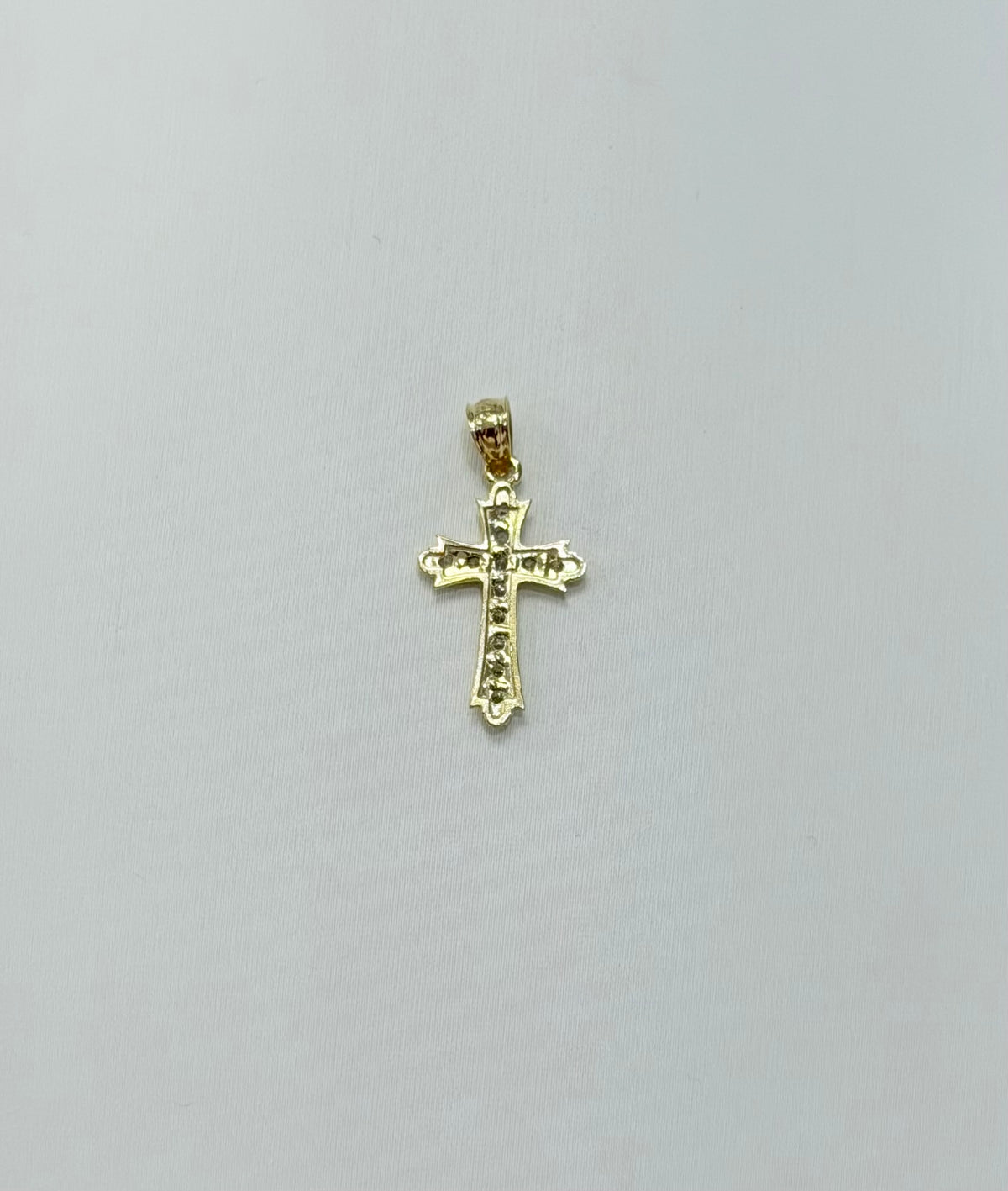1792- NEW 14K Small Full Cz Cross Pendant W.G