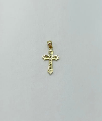 1792- NEW 14K Small Full Cz Cross Pendant W.G