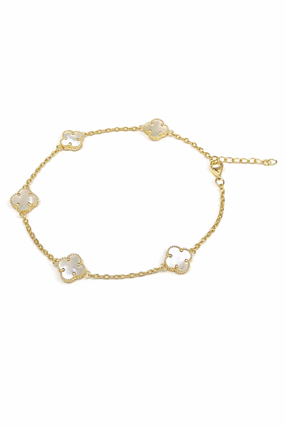 1587- NEW 14K White Trebol Bracelet 7" + 1 ext (1.90mm) W.G