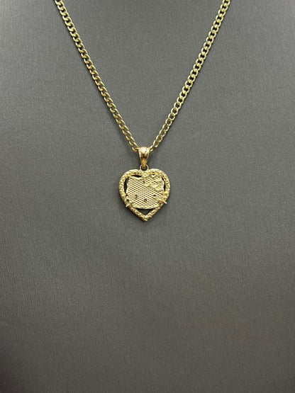 C75- NEW 14K Hollow Cuban Curb Chain 16" (2.5mm) + 14K Hello Kitty Pendant SET W.G