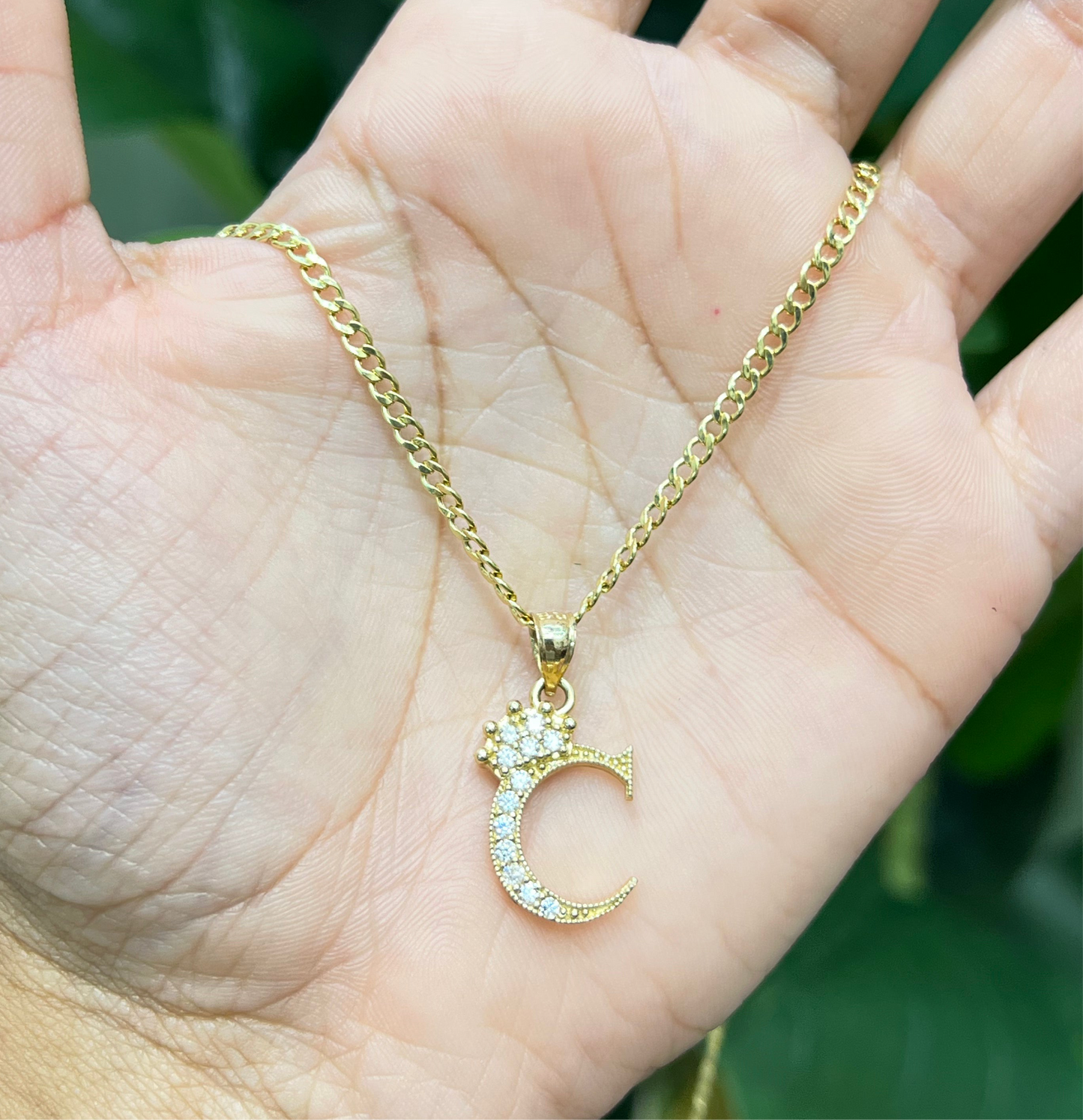 0099- NEW 14K Letter “C” Crown Pendant  -W.G