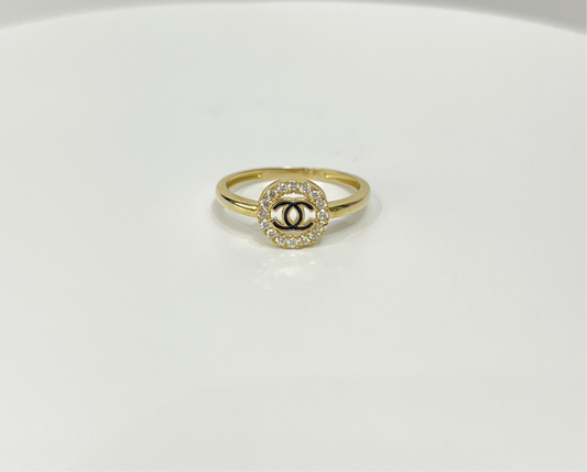 1490- NEW 14K Gold Chanel CC Ring W.G