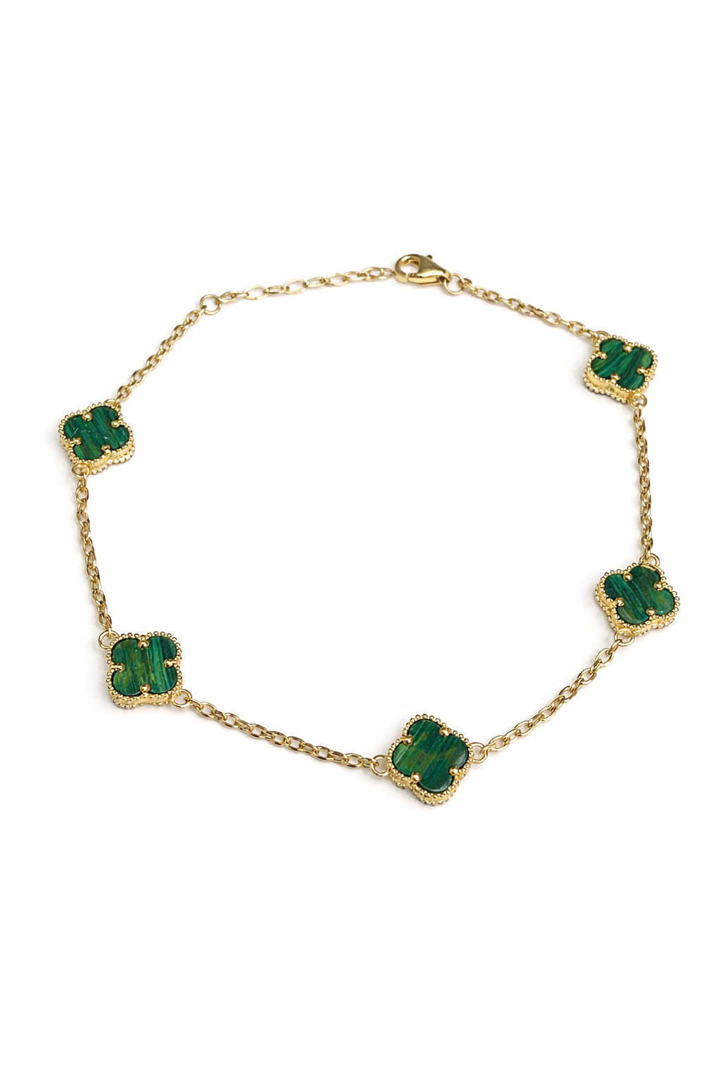 1588- NEW 14K Green Trebol Bracelet 7" +1" ext (1.90mm) W.G