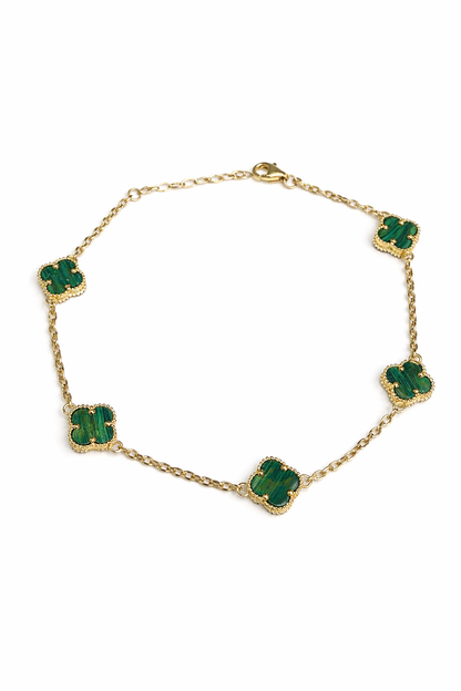1588- NEW 14K Green Trebol Bracelet 7" +1" ext (1.90mm) W.G