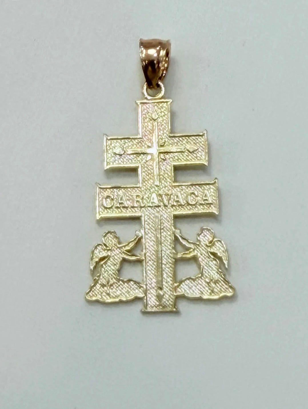 C79- NEW 14K Hollow Rope Chain 22” (3mm) & 14K Caravaca Pendant W.G