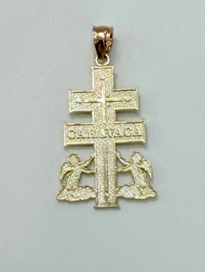 C79- NEW 14K Hollow Rope Chain 22” (3mm) & 14K Caravaca Pendant W.G