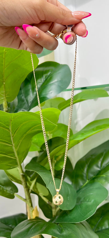 C11- NEW 14k Two Tone Cuban Curb Chain and Soccer Ball solid Pendant.W.G