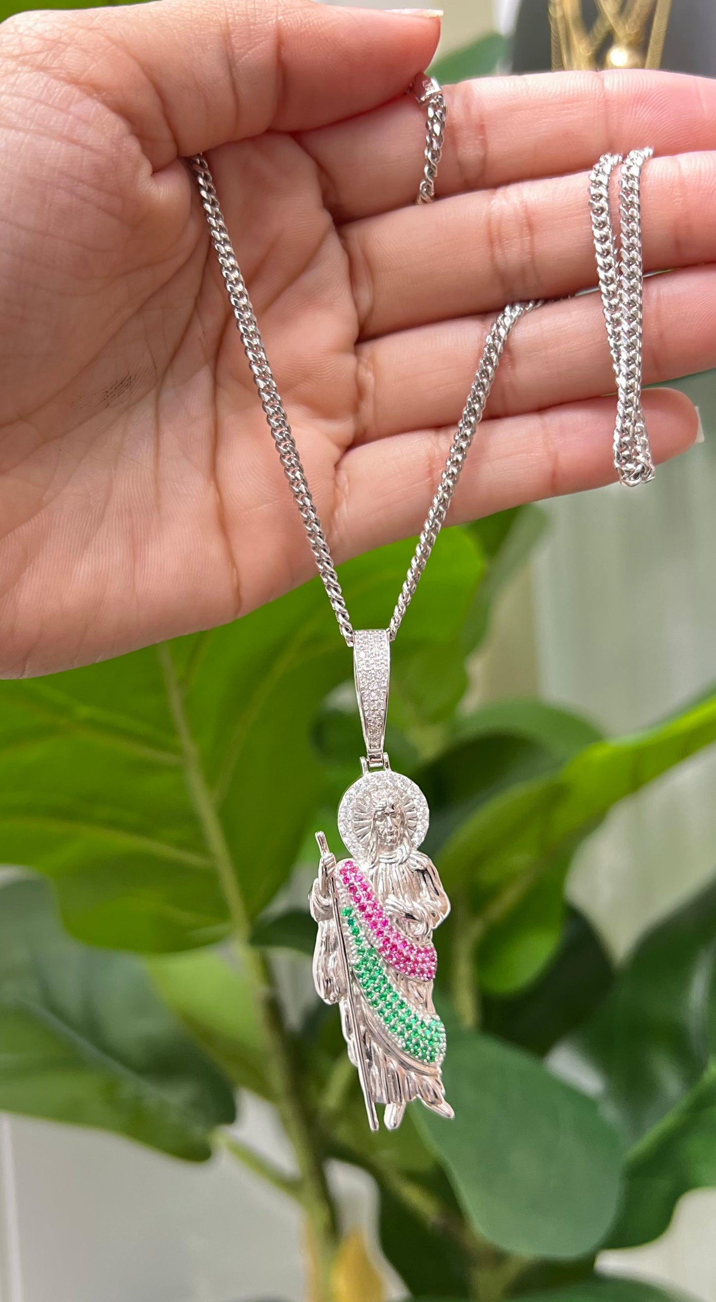 S267- NEW .925 Sterling Silver St. Jude Medium Pendant W.G