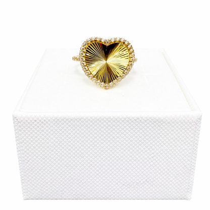 1037- NEW 14K Heart Ring Cz Stone Ring (W.G)