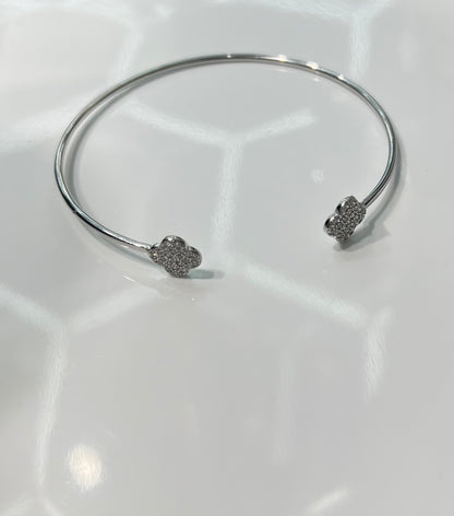 S661- NEW .925 Sterling Silver Clover Bangle Bracelet W.G