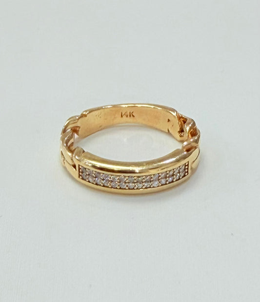 00158- NEW 14K Gold Zirconia Band (W.G)