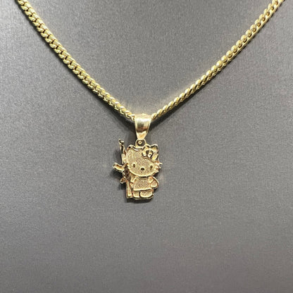 1207-NEW 14K Full Body Hello Kitty Gold Pendant ( W.G