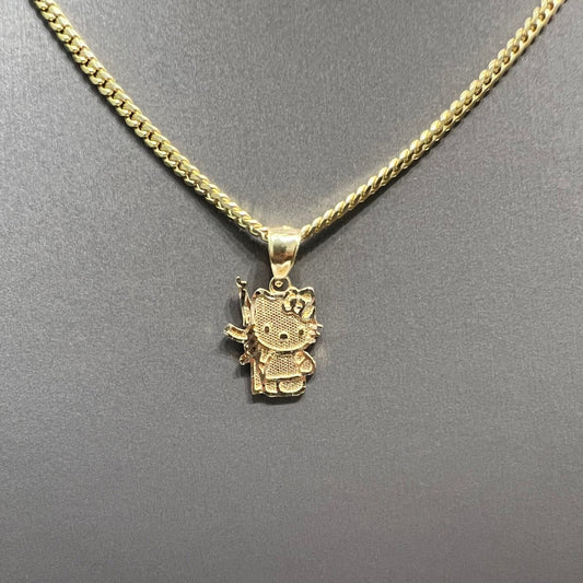 1207-NEW 14K Full Body Hello Kitty Gold Pendant ( W.G