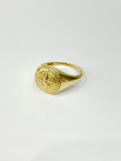 378- NEW 14k Gold Compass Men’s Ring W.G