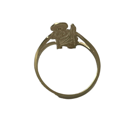 744- St. Jude Yellow GOLD Ring Sz 7