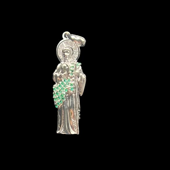 S0010- Saint Jude Small Green Stones Pendant Only