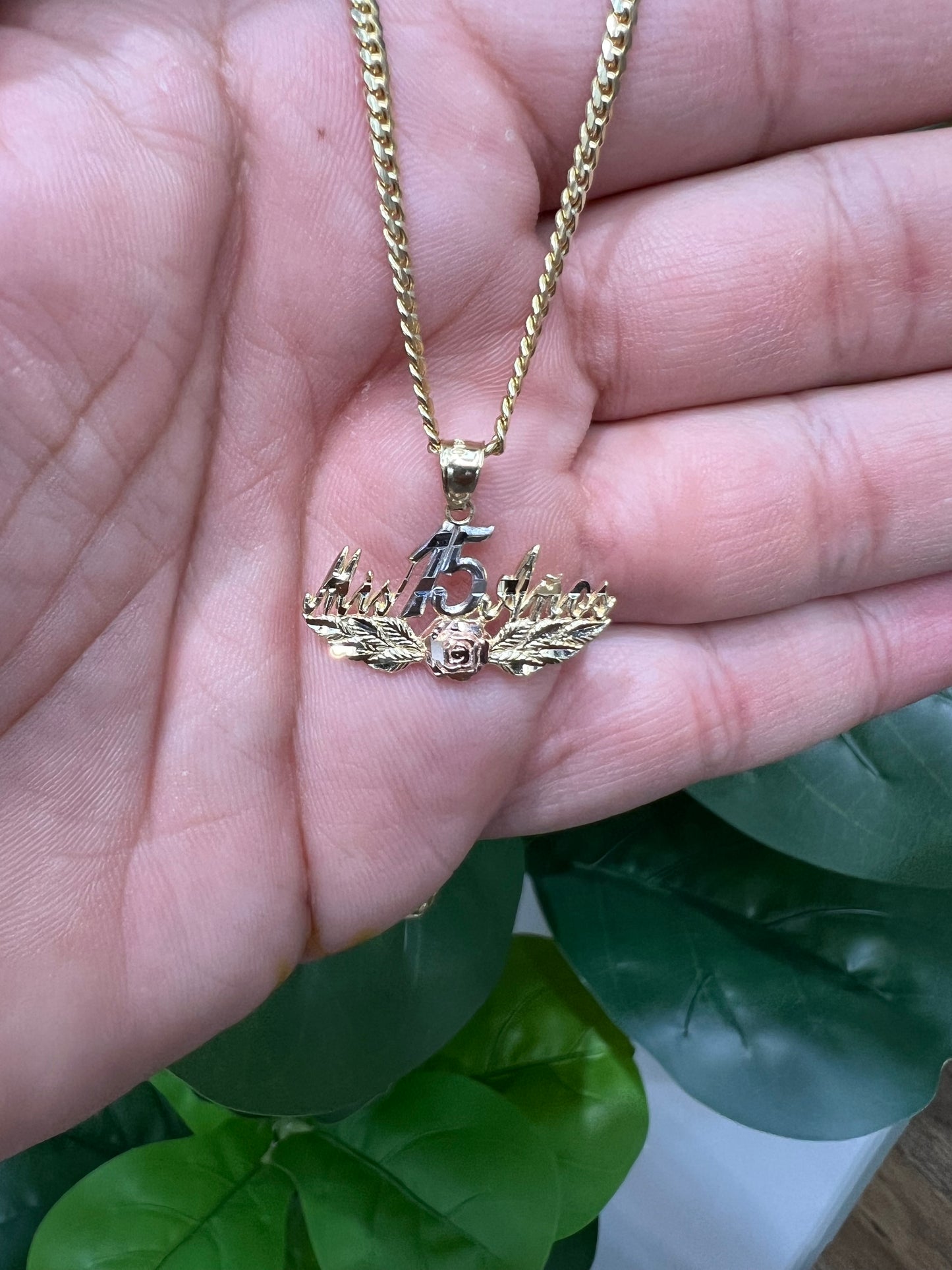 1213- NEW 14K Quinceanera Gold Pendant  W.G