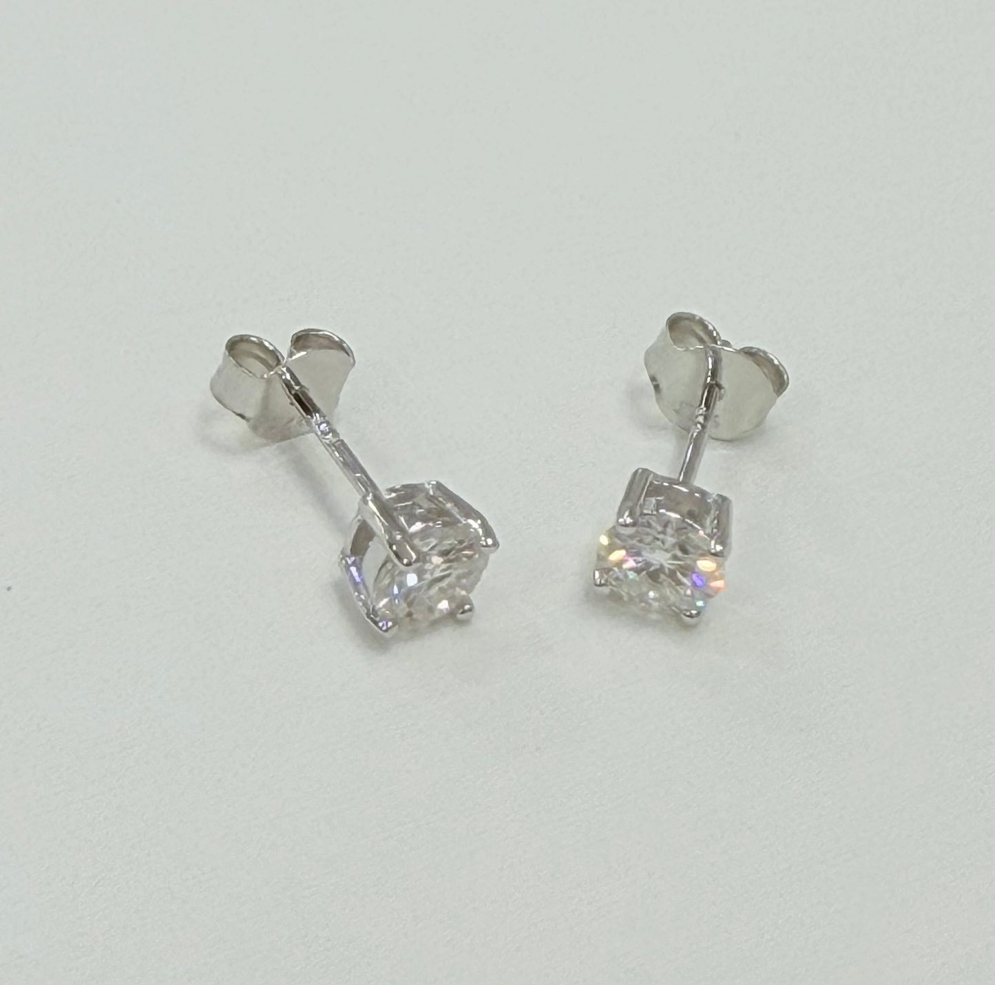 S1145- .925 Sterling Silver Moissanite Stud Earrings (5mm) W.G