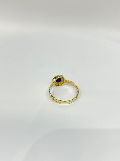 651- NEW 14K Round Blue Stone Ring (W.G)