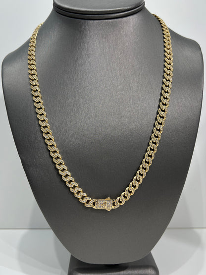 00104- NEW 14K Yellow Gold Itallo Choker Full Cz Chain 22” (7.3mm) (W.G)