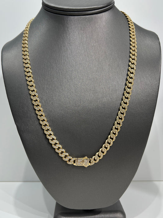 00104- NEW 14K Yellow Gold Itallo Choker Full Cz Chain 22” (7.3mm) (W.G)