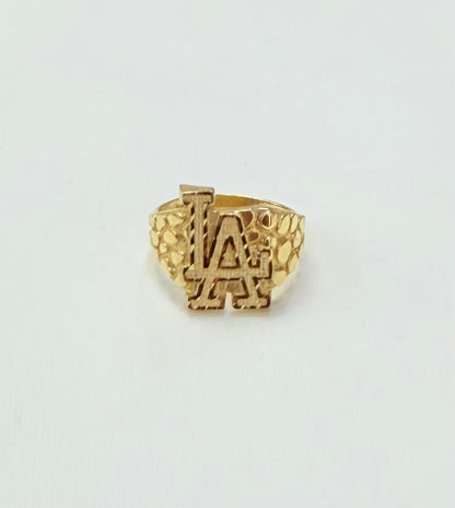 1107- NEW 14K Full Nugget LA Square Ring W.G