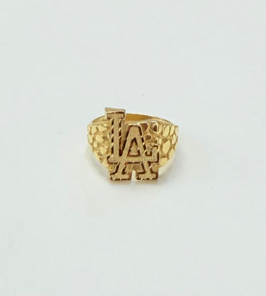 1107- NEW 14K Full Nugget LA Square Ring W.G