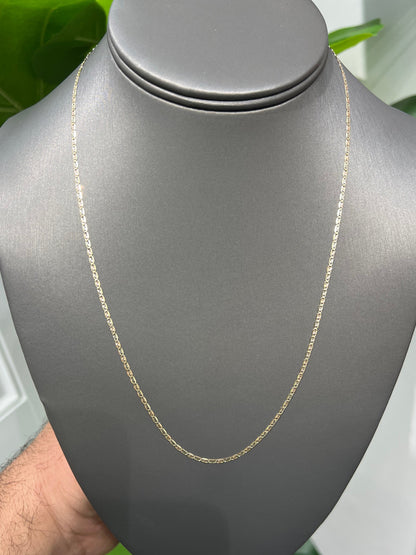1397- NEW 14K Solid Valentino Tri tone Chain 20" (1.8mm) W.G