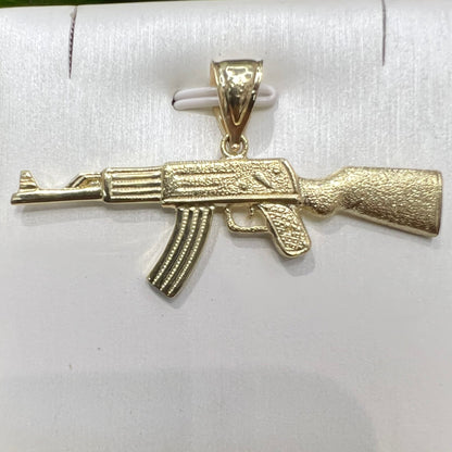 1651- NEW 10K Gold Rifle AK47 Pendant W.G