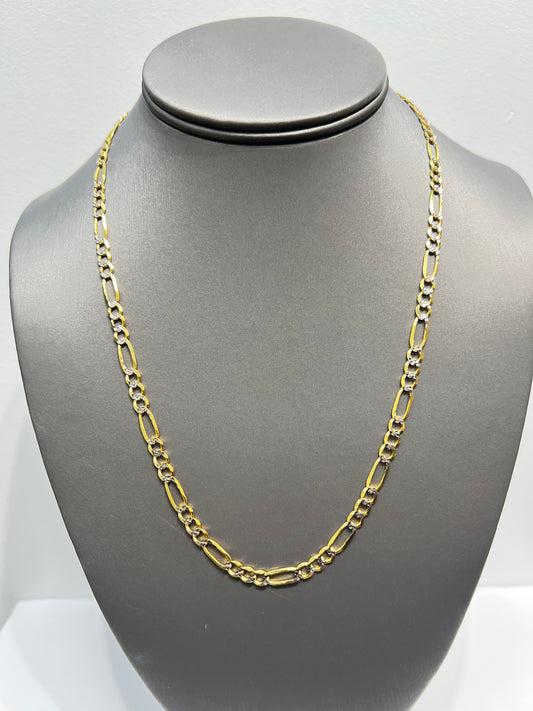 1185-NEW 14K Solid Figaro Chain Two Tone (4.8mm) W.G