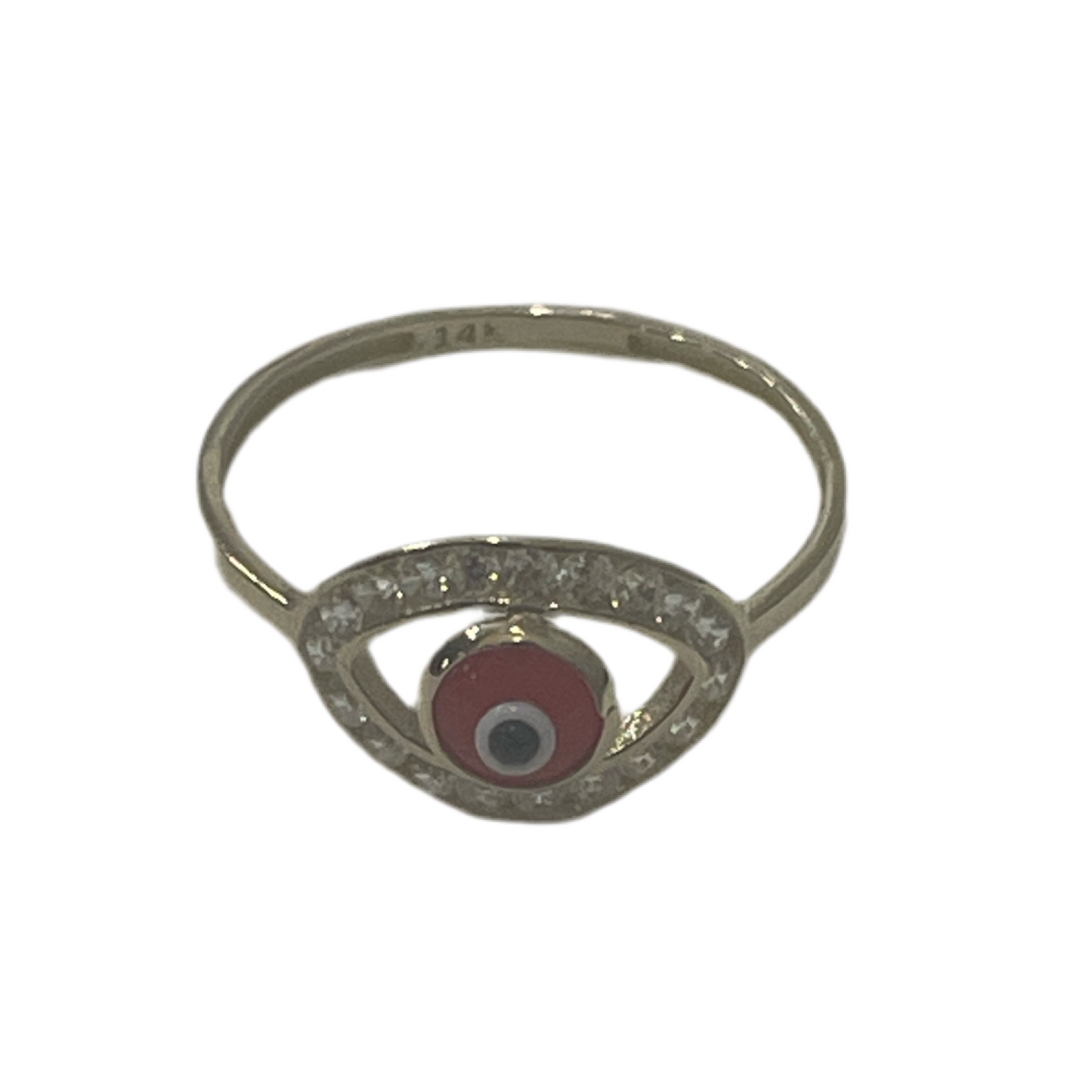 713- Red Evil Eye Ring Sz 7