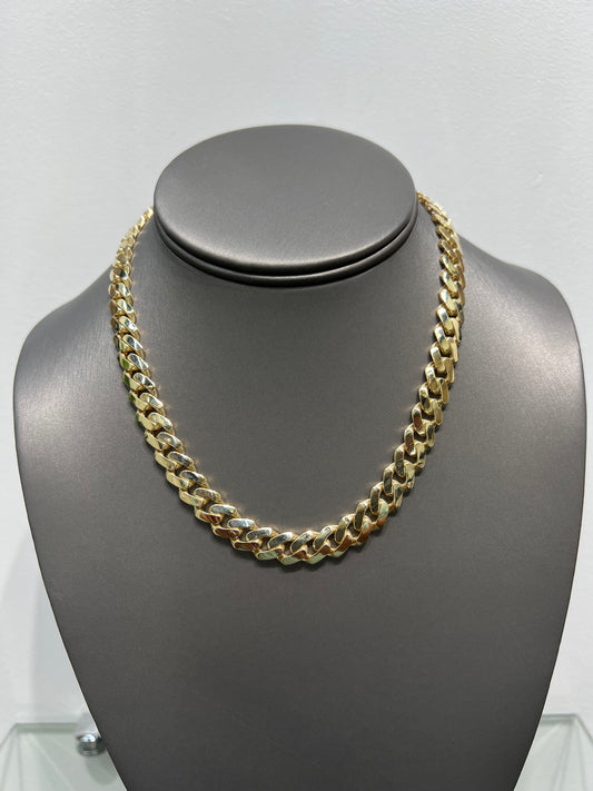 1238- NEW 14K Hollow Cuban Monaci Chain 16” (9mm) W.G