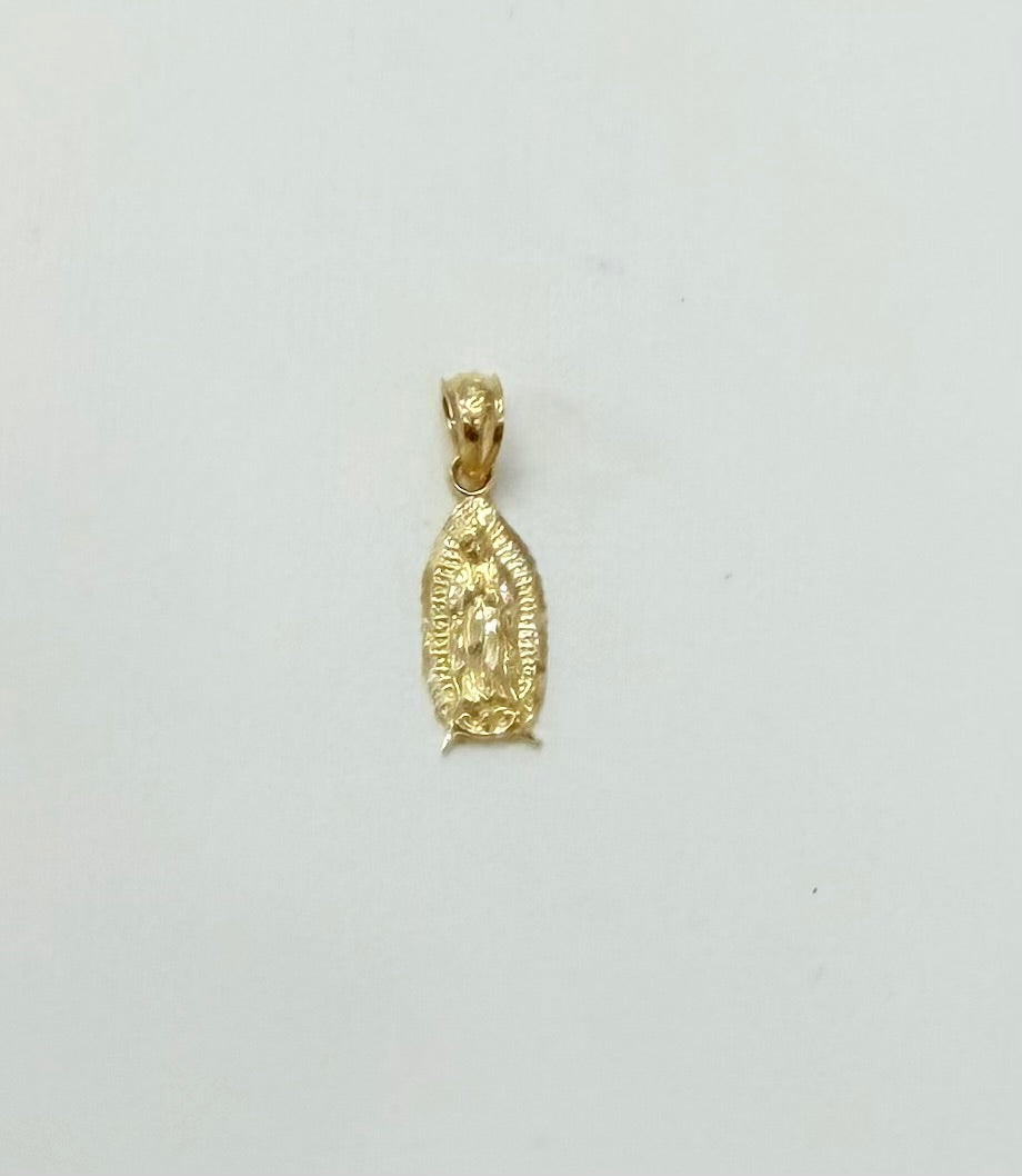1798- NEW 10K Lady of Guadalupe Small Pendant W.G