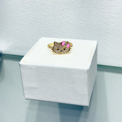 1172- NEW 14K Full Cz Hello Kitty Face W.G
