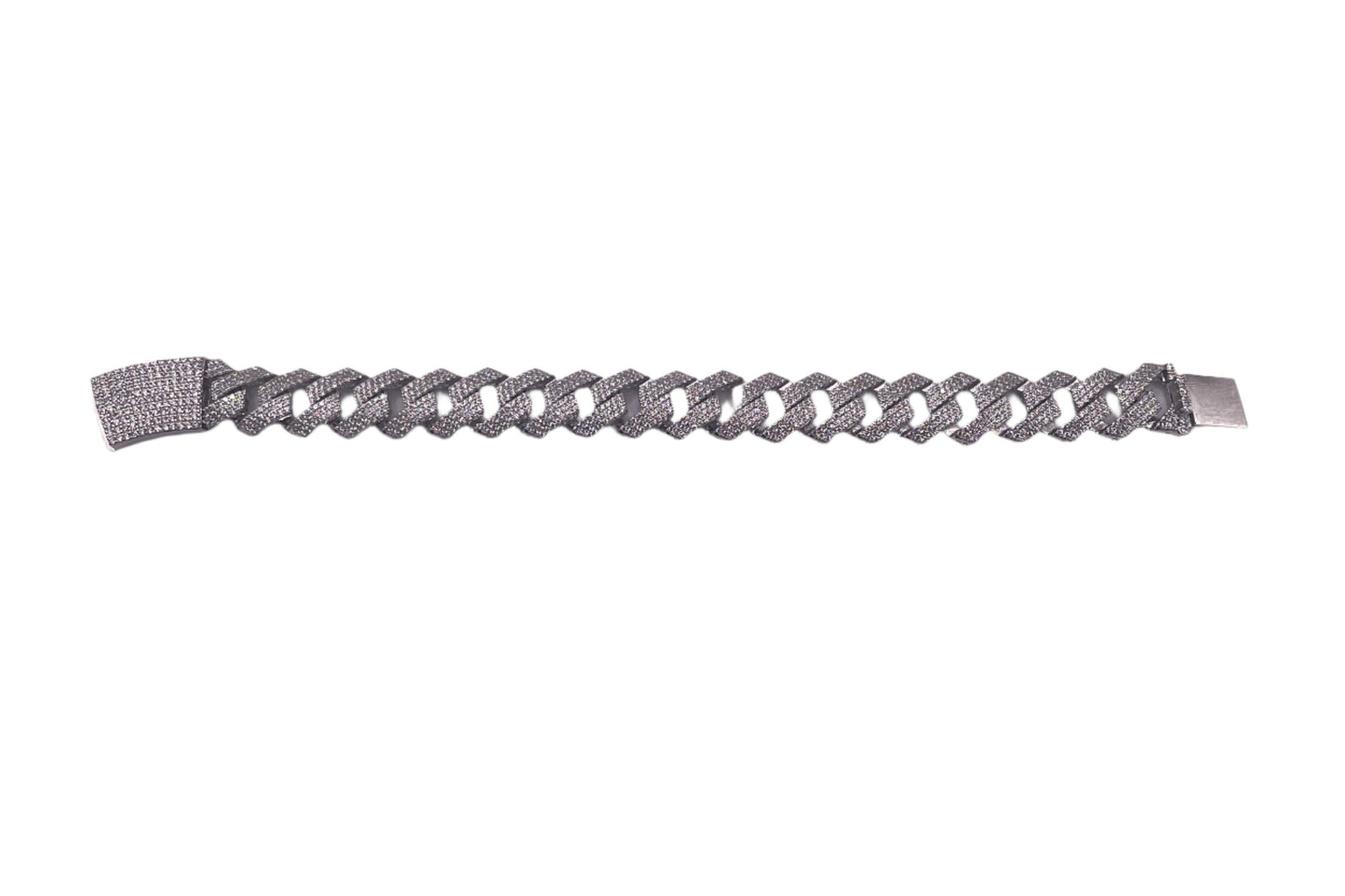 S578- .925 Encrusted Cuban Link Bracelet 8”