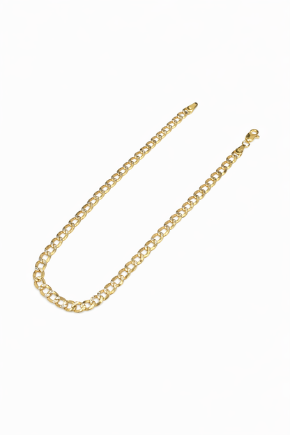 1321- NEW 10K Hollow Cuban Curb Two Tone Anklet 10” (4.5mm) W.G