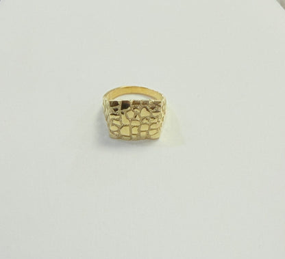 1696- NEW 10K Square Nugget Men Ring W.G