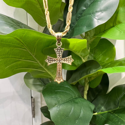1281- NEW 10K Gold Cross Full Cz Pendant W.G